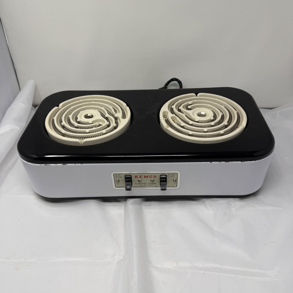 Vtg Kemco 14-200 Electric Stove 2 Burner Hot Plate retro MCM tested/works